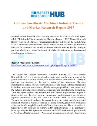 Chinese Anesthesia Machines Industry Trends and Market Research Report 2017