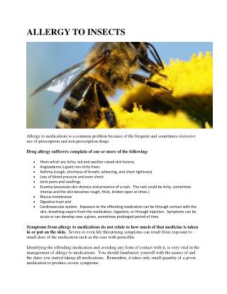 ALLERGY TO INSECTS