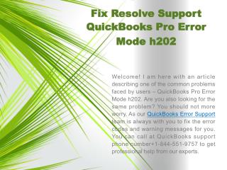 Fix Resolve Support QuickBooks Pro Error Mode h202