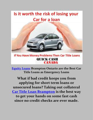 Car title loans Brampton