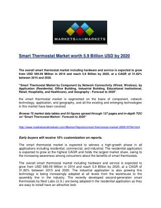 Smart Thermostat Market worth 5.9 Billion USD by 2020