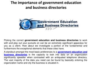 The importance of government education and business directories