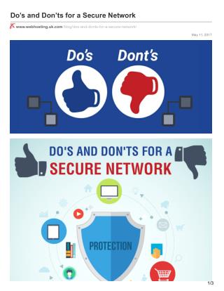 Do’s and Don’ts for a Secure Network