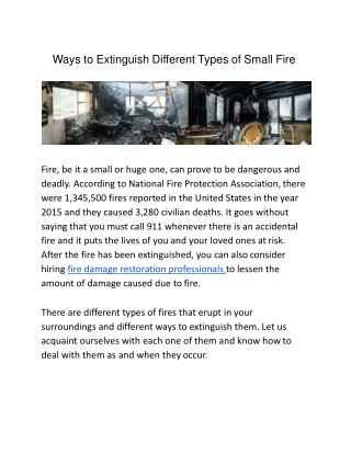 Ways to Extinguish Different Types of Small Fire
