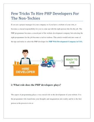 Few Tricks To Hire PHP Developers For The Non-Techies