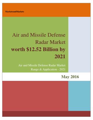 Air and Missile Defense Radar Market worth 12.52 Billion USD by 2021