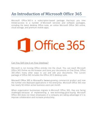 An Introduction of Microsoft Office 365