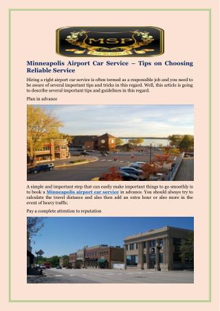 Minneapolis Airport Car Service – Tips On Choosing Reliable Service