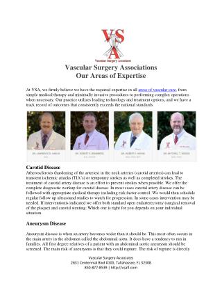 Vascular Surgery Associations | Our Areas of Expertise
