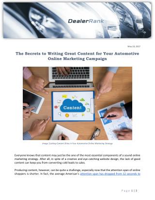 The Secrets to Writing Great Content for Your Automotive Online Marketing Campaign