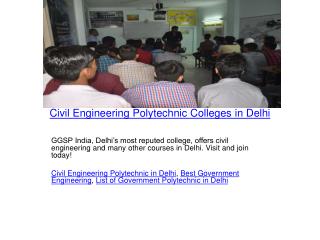Civil Engineering Polytechnic Colleges in Delhi