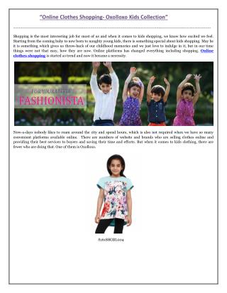Online Clothes Shopping- Oxolloxo Kids Collection