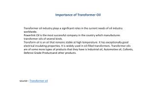 Importance of Transformer Oil