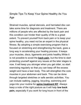 Simple Tips To Keep Your Spine Healthy As You Age