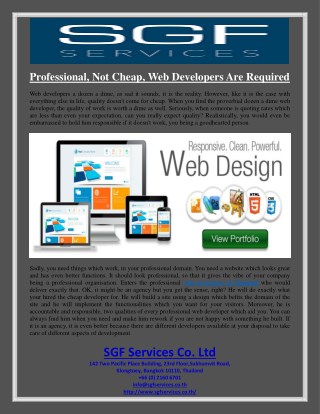 Professional, Not Cheap, Web Developers Are Required
