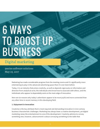 6 Reasons to Boost Up Business in Digital marketing
