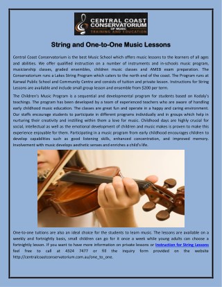 String and One-to-One Music Lessons