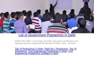 List of Government Polytechnic in Delhi