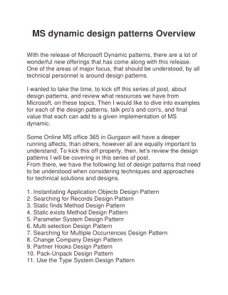 MS dynamic design patterns Overview