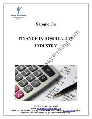 Sample on Finance in Hospitality Industry By Instant Essay Writing
