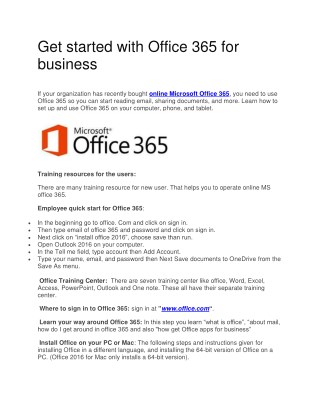 Get started with Office 365 for business