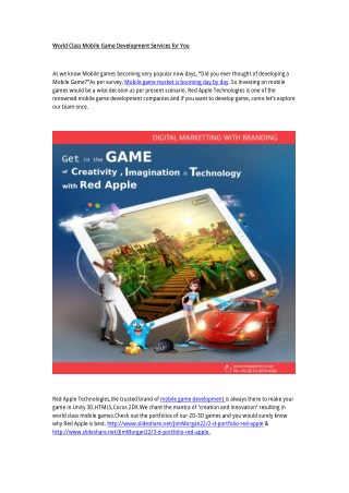 Famous Mobile Game Development Company in India-Red Apple