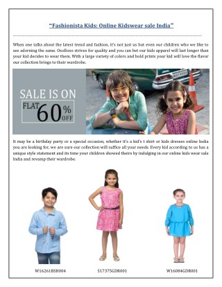Fashionista Kids- Online Kidswear Sale India