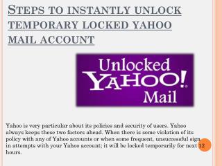 Steps to instantly unlock temporary locked yahoo mail account