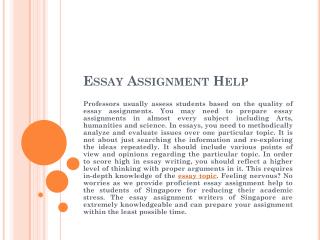 Help with Essay Assignment