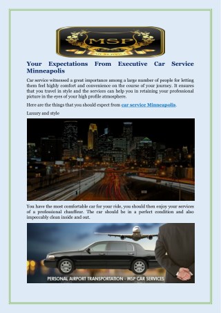Your Expectations From Executive Car Service Minneapolis