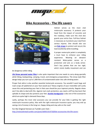 Bike Accessories - The life savers