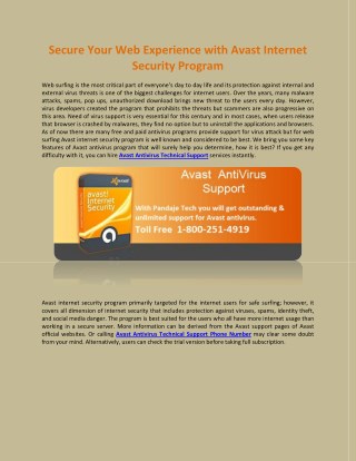 Secure Your Web Experience with Avast Internet Security Program