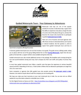 Guided Motorcycle Tours - Your Gateway to Adventures