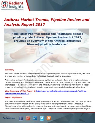 Anthrax Market Share, Opportunities and Outlook 2017