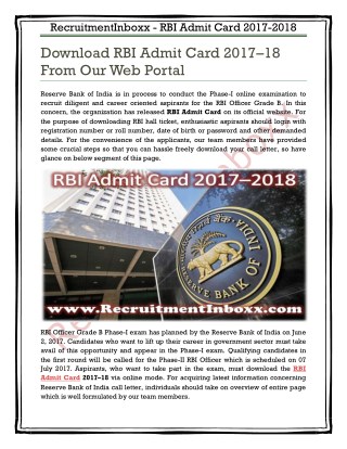RBI Admit Card