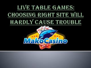 Casino live table games
