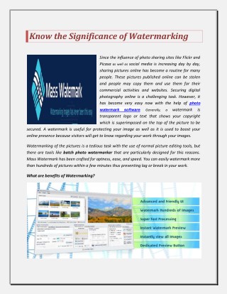 Know the Significance of Watermarking