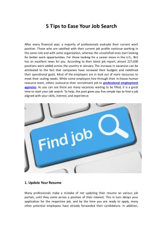 5 Tips to Ease Your Job Search