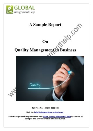 Sample On Quality Management in Busines By Global Assignment Help
