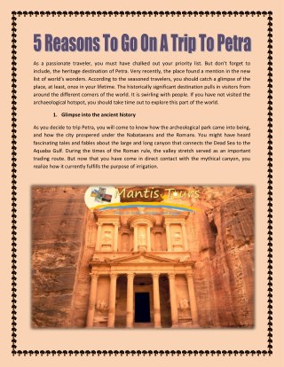5 Reasons To Go On A Trip To Petra