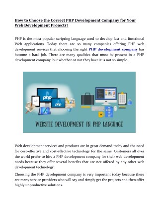 How to Choose the Correct PHP Development Company for Your Custom Web Development Projects?