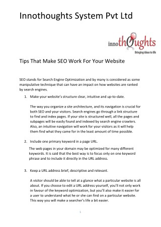 Tips to make SEO work for your website