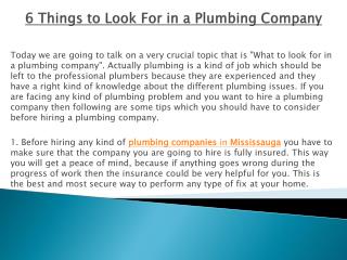 6 Things to Look For in a Plumbing Company