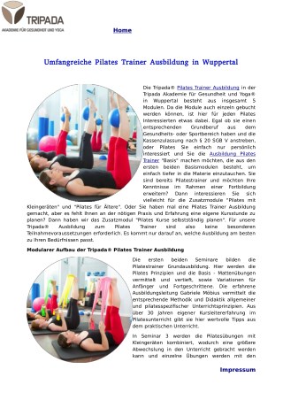 Umfangreiche Pilates Trainer Ausbildung in Wuppertal