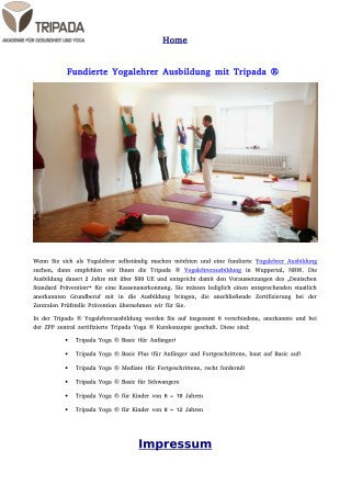 Fundierte Yogalehrer Ausbildung mit Tripada ®