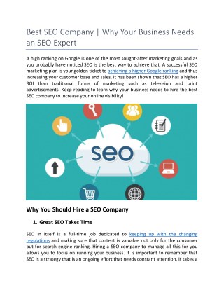 Best SEO Company | Why Your Business Needs an SEO Expert