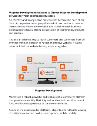 Magento Development - Reasons to Choose Magento Development Services for Your eCommerce Business