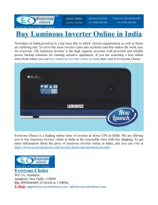 Buy Luminous Inverter Online in India