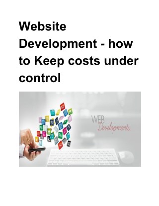 Website Development – how to Keep costs under control