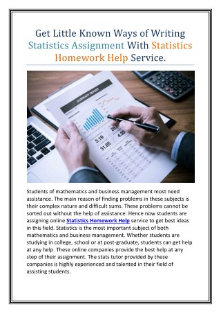 Get Little Known Ways of Writing Statistics Assignment With Statistics Homework Help Service.